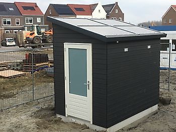 Bergingen met dak van zonnepanelen Houtbouw Lageman B.V. Zuidbroek